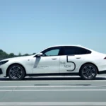 Białe BMW Serii 5 520d Limuzyna z profilu, samochód premium BMW M-Cars Kraków